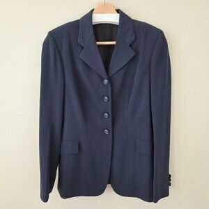 Grand Prix Equestrian Show Coat Size 12 R Slim Navy Button Front Blazer Horse